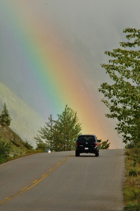 rainbow on road, jasper np